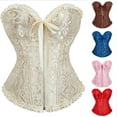 thumbnail image 3 of Wyobmus Women's Plus Size Vintage Renaissance Corset Top Boned Overbust Sleepwear Hourglass Bodyshaper Top Halloween Gothic Corset Bustier Pink, 3 of 3