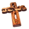 thumbnail image 3 of Holy Land Market Jesus Name Olive Wood Cross Carved by Laser with Incense Sample- Hanging or Standing (16 cm or 6 inches) Small/Certificate, 3 of 3