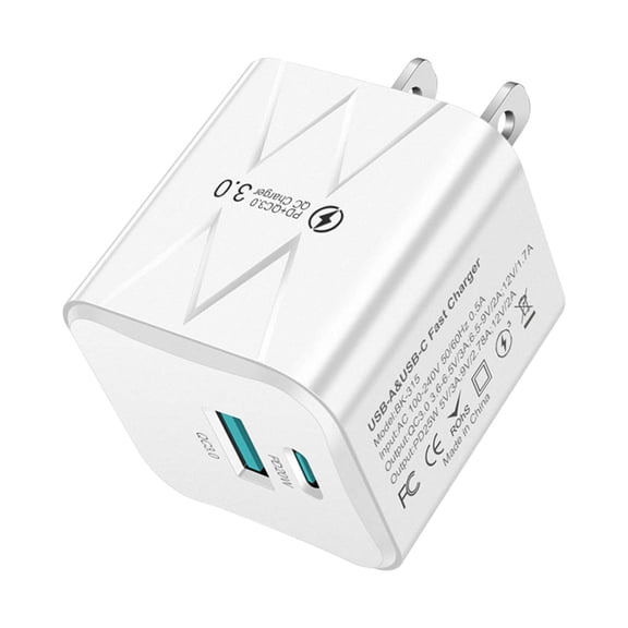 White 25W Fast Wall Charger With Usb C Pd And Qc 3.0 Support For Mobile Devices Us Plug White