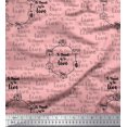 thumbnail image 1 of Soimoi Pink Poly Georgette Fabric To Travel Is To Live Text Print Fabric by Yard 42 Inch Wide, 1 of 2