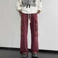 thumbnail image 2 of CHEEREAM Cargo Pants Men Baggy High Waisted Parachute Pants with Pockets Wide Leg Y2K Casual Pants for Mens Wine 2XL, 2 of 5