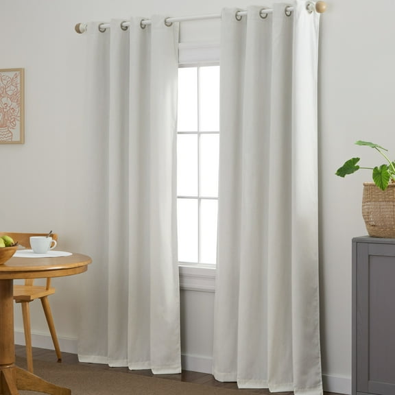 TOWN & COUNTRY BASICS Bertram Solid Linen Texture Indoor Curtains, Room Darkening with Energy Efficient Lining, Grommet Top, 2-Pack Set, Natural Linen, 50"x96"