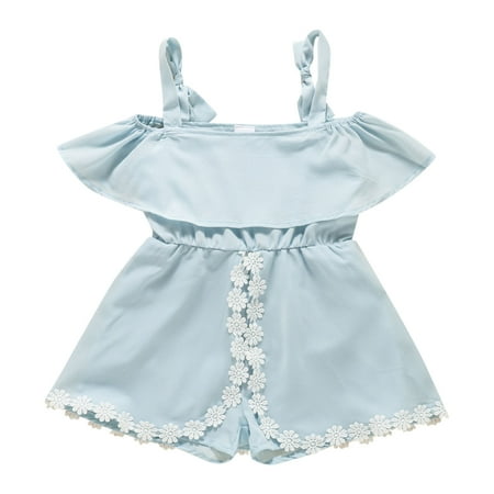 

HIBRO Toddler Girls Summer Sleeveless Jumpsuit Ruffles Solid Color Outwear For Girls Clothes Summer Rompers for Teen Girls Girl Toddler Jumpsuits Rompers