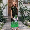 thumbnail image 3 of Uourmeti Saint Patrick Elephant Print Dress for Girls Short Sleeve Loose Casual Holiday Dresses Elegant Maxi Floor Length A-Line Dress, Size 13-14 Years, 3 of 7