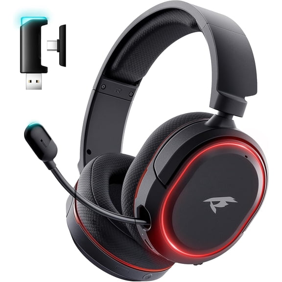 Wireless Gaming Headset, 7.1 Surround Sound, 2.4Ghz USB Headphones Bluetooth 5.4, 100-Hr Noise Canceling Mic RGB Light, Headset for PC PS5 PS4 Mac Switch, ONLY Wired Mode Suit Xbox