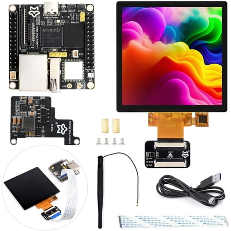 Luckfox Pico Ultra RV1106 Linux Micro Development Board, Integrates ARM Cortex-A7/RISC-V MCU/NPU/ISP Processors, with Wireless, Includes PoE Module and 480X480 4inch Touch Display