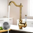 thumbnail image 4 of Retro Basin Faucet Antique Mixer Tap Lavatory Mixer Tap Sink Mixer Tap Single Hole Tall Bathroom Faucet - golden, 4 of 6