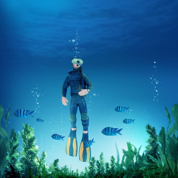 MERRYHAPY 2-Pack Plastic Diver Figurines Aquarium Decorations Fish Tank Floating Accessories for Home and Office