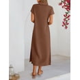 thumbnail image 3 of Merokeety Womens Summer Maxi Dress V Neck Collared Vacation T Shirt Long Dresses Brown m, 3 of 8