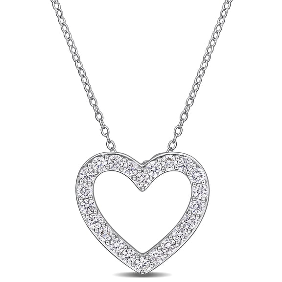 Created Forever Women's 1ct TW Lab-Grown Diamond Open Heart Necklace in Sterling Silver