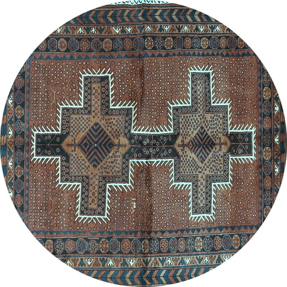 Ahgly Company Indoor Round Persian Light Blue Traditional Area Rugs, 3' Round