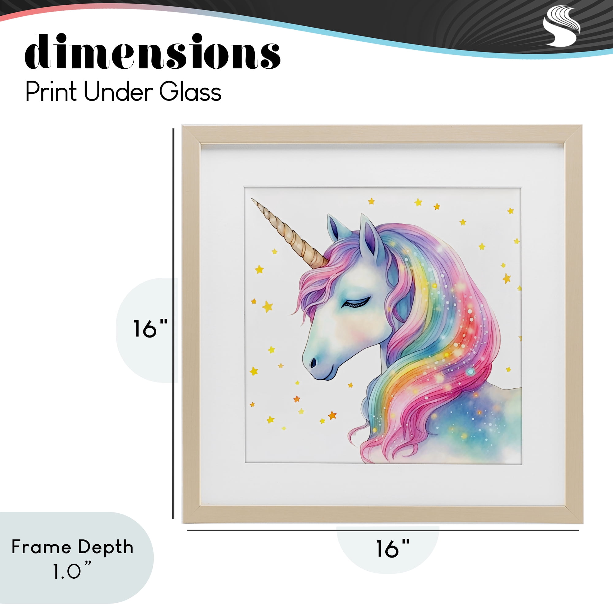 Stupell Industries Enchanted Rainbow Mane Unicorn Birch Framed Print Under Glass, design by Creative Studio