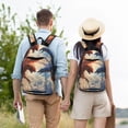 thumbnail image 5 of Picia Cloud Red And Blue Dragon Printed Canvas Daypack - Stylish and Durable Vintage Compact Backpack - Class, Work, Travel, or Laptop Bookbag,Organized Compartments-Medium, 5 of 6