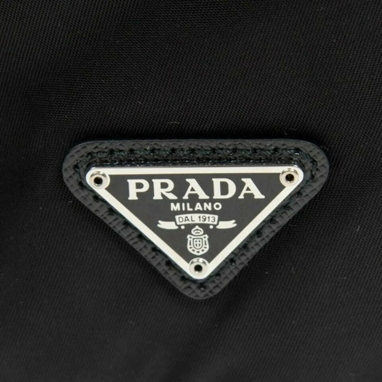 PRADA: bag in canvas and triangular logo - Black