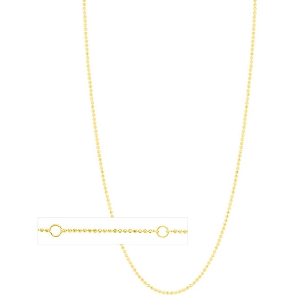Floreo 10k Yellow Gold or White Gold Double Extendable Diamond Cut Bead Chain Adjustable Necklace, 16" - 17" - 18 Inch