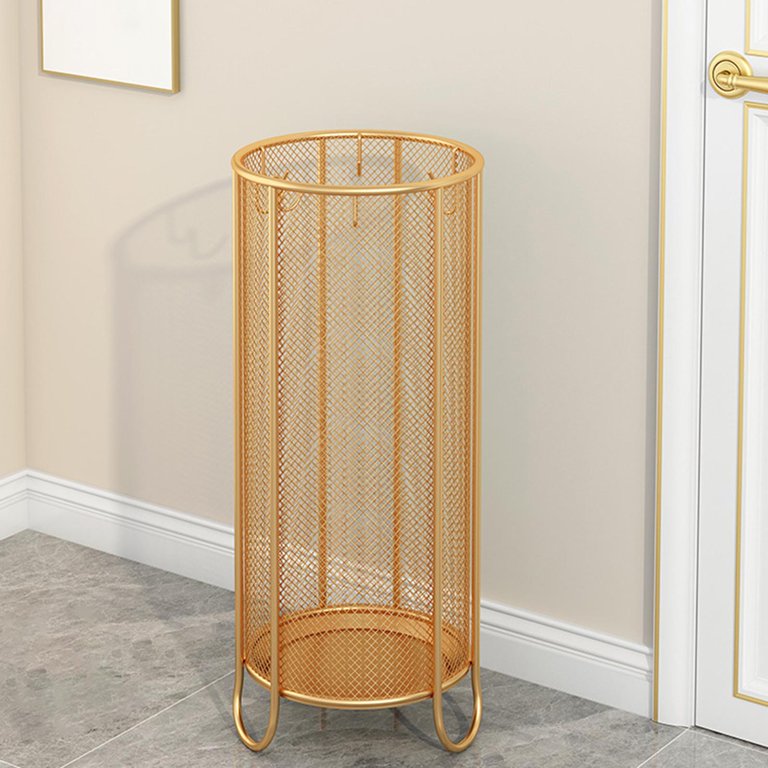 Fabater Metal Umbrella Stand - Gold Hollow Design Holder For Entryway & Office