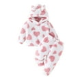 thumbnail image 2 of LYHaoo Girls Winter Outfit Cozy Hoodie And Pants Two Piece With Heart Print Valentine's Day Fall And Cold Weather For Toddler And Kid Girls Outfit Sets Sizes 9-12 Months(Pink), 2 of 6
