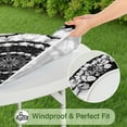 thumbnail image 5 of Black White Tie Dye Mandala Pattern Round Fitted Tablecloth with Elastic Edge,Dining Table Cover Waterproof,Outdoor Round Tablecloth for Camping,Dining,Indoor and Outdoor, 5 of 7