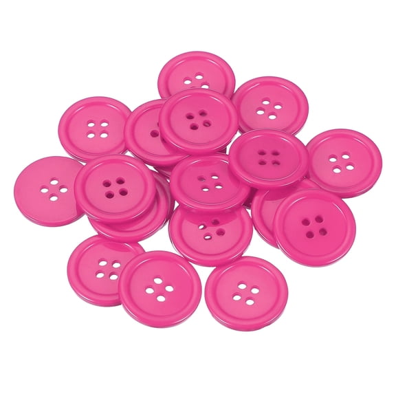 Uxcell 22 Pcs Rose Red Resin Button, 1 Inch(25mm) Round 4 Holes Sewing Buttons, Small Size Flatback Button for DIY Craft Making Clothes Sewing Handmade Ornament