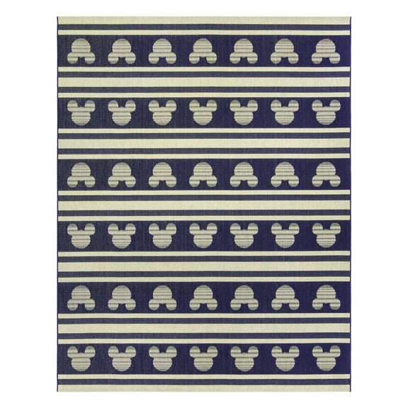 Disney Outdoor Mickey Mouse Stripes Modern Navy Area Rug, 8x10