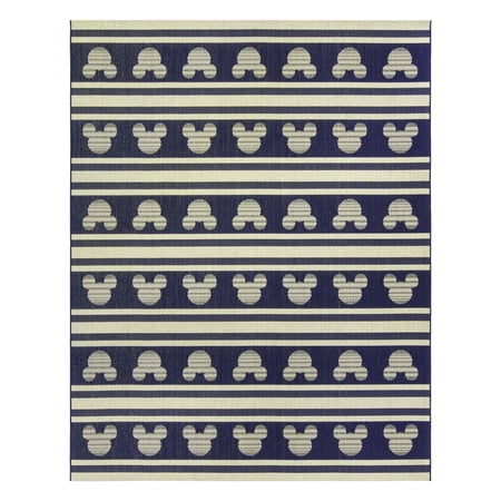 Disney Outdoor Mickey Mouse SModern Striped Navy Area Rug, 6x9