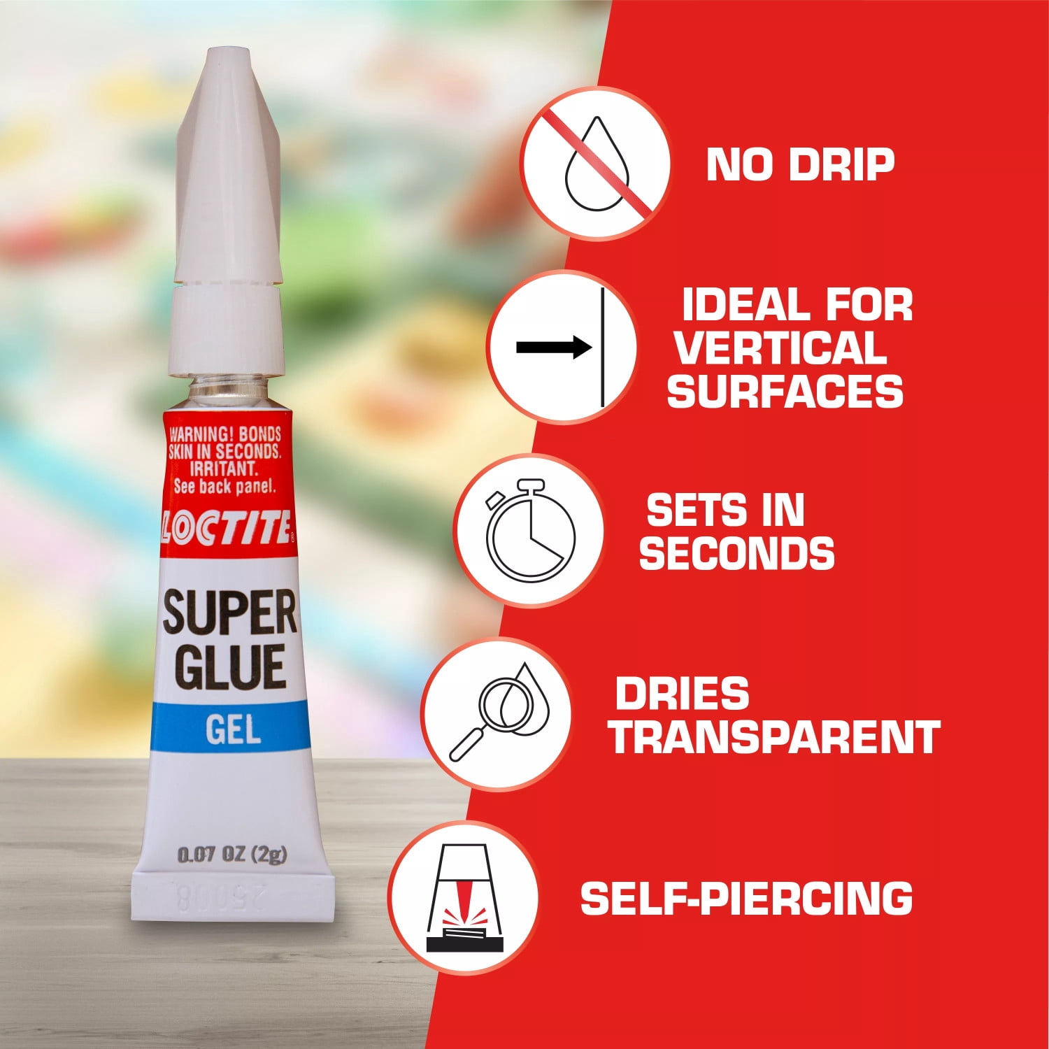 Loctite Essentials Super Glue Gel Tube, 1 Pack of 4 Tubes, Clear 0.07 oz Tubes