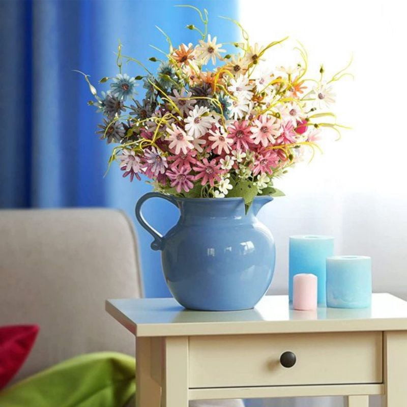 Morttic 12 Bundles Wildflowers Fake Daisy Outdoor Artificial Flowers UV Resistant Silk Wild Flower Bouquets Bulk Faux Plants Plastic Greenery for Decoration Vase Floral Spring Home Decor