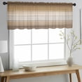 thumbnail image 2 of Brown Beige Valance Curtains for Kitchen/Living Room/Bathroom/Bedroom Window, Rod Pocket Small Topper Half Short Window Curtains Voile Sheer Scarf, Farmhouse Vintage Gradient Wooden Grain 60"x18", 2 of 8