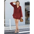 thumbnail image 4 of HAPPY BAY Women's Beachwear Swimsuit Coverups Summer Swim Beach Cover ups for Swimwear Women Bikini Dress Tops Cover up M Maroon, Solid, 4 of 6