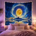 thumbnail image 2 of Cosmic Sun Over Reflective Mountain Nebula Sky Mystical Celestial for Space Lovers Celestial Wall Art Housewarming Gift Tapestry Wall Hanging for Bedroom and Living Room, 2 of 6