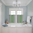 thumbnail image 3 of Green Grey Kitchen Curtains Small Short 39 Inch Length, Modern Minimalist Solid Vertical Stripes Grommet Top Bedroom Living Room Curtains, Light Filtering Cafe Curtain Drapes 2 Panels Set 55''x39'', 3 of 9