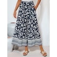 thumbnail image 4 of Women'S Wide Leg Palazzo Pants Elastic High Waisted Casual Flowy Beach Pants with Pockets Navy Blue L, 4 of 6