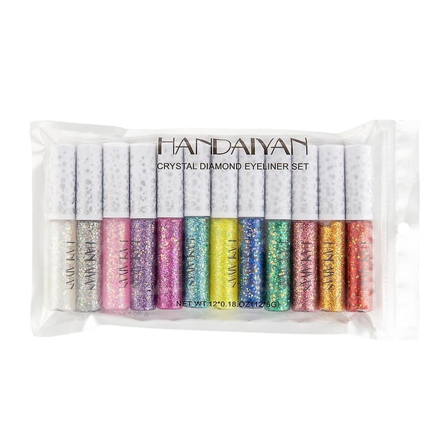 Golden Sombra de ojos con brillo metálico, delineador de ojos, delineador de ojos con brillo líquido de 12 colores
