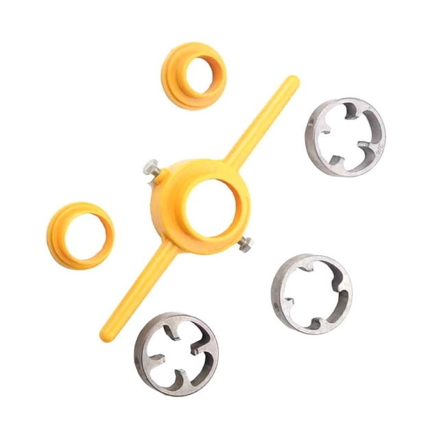 Plastic Pipe Round Die Set with 3 Dies 1/2inch, 3/4inch and 1inch NPT Die Set Manual Hand Tool for PVC Threading