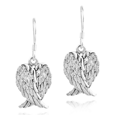 heavenly dangle wings shaped sterling earrings angel heart silver