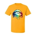 thumbnail image 2 of Wild Bobby, Colorful Neon Rainbow Biting Lips Pop Culture Men's Graphic T-Shirt, Gold, Small, 2 of 3