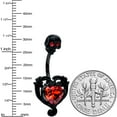 thumbnail image 3 of Body Candy Womens Steel Black Piercing Passion Heart Skull Mens Double Mount Belly Button Ring, 3 of 7