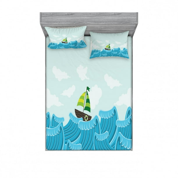 Ocean Bedding Set With Sheet Covers Sailing Boat On The Sea Life Waves And - Sea Life Bedding Twin Xl Ocean Bedding Set With Sheet Covers Sailing Boat On The Sea Life Waves And - Sea Life Bedding Twin Xl