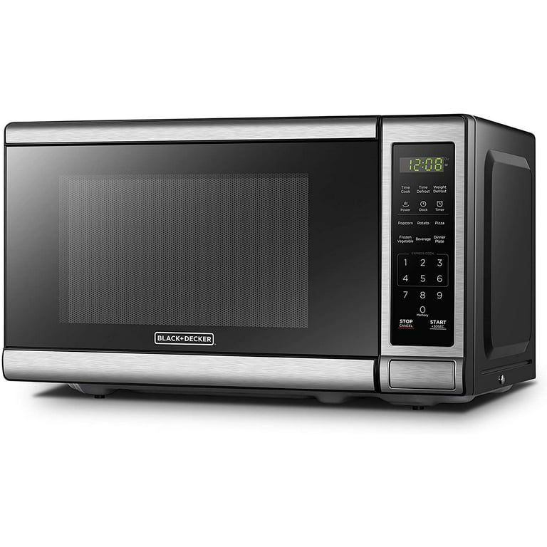 BLACK+DECKER EM720CB7 Digital Microwave Oven with Turntable Push-Button  Door Child Safety Lock, 700W, Stainless Steel, 0.7 Cu.ft - AliExpress