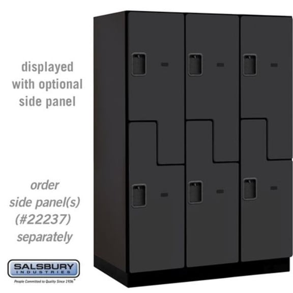 Salsbury Industries  18 in. Wide Double Tier S Style Designer Wood Locker, Black - 3 x 6 ft. x 24 in.