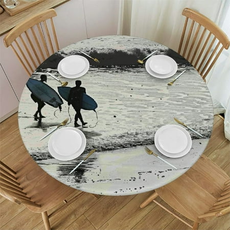 

SHERONV Surfboards Round Table Cover Stain Resistant Washable Indoor Outdoor Tablecloth Kitchen Dining Wedding Parties Waterproof Fabric 100% Polyester 31-35