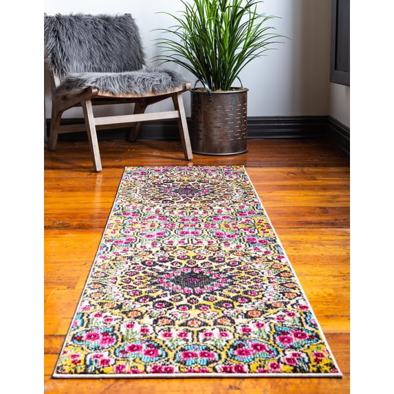 Rugs.com Carnevale Collection Rug – 6 Ft Runner Multi Medium Rug Perfect For Hallways, Entryways