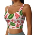 thumbnail image 2 of Gukieu Watermelon Print Women's Sports Vest, Low-neck U-shaped Removable Pad Sports Bra for Yoga, Exercise, Dance-XX-Large, 2 of 8