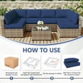 thumbnail image 5 of Kimunuk 14 Piece Outdoor Furniture Replacement Cushions, 5" Foam Foam High-Density, Fits 6-Seat Sectional Rattan Conversation Set, Patio Water-Resistant Sofa Cushions, Blue, 5 of 6