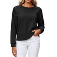 thumbnail image 7 of BRGZLK Crewneck Sweatshirt for Women Stylish Raglan Sleeve Crop Tops Soft Lightweight Casual Pullover Top 2026 Fall Clothes Black S, 7 of 7