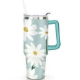 thumbnail image 2 of White Daisies with a Blue Background 40 Oz Tumbler with Handle Lid and Straw, Stainless Steel Double Walled Vacuum Insulated Cup, Cute Birthday Gifts Tumbler for Women Men Friends, 2 of 7