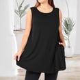 thumbnail image 2 of Timegard Camisoles pour Femmes Grande Taille Col Rond Sans Manches Blouse Ample d'Été Décontractée avec Poches, 2 of 6
