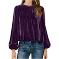 thumbnail image 2 of ShomPort T-Shirts pour Femmes Manches Longues Col Rond Extensible Slim Léger Crop Tops Confortables Couleur Unie Basiques Blouses, 2 of 8