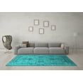 thumbnail image 3 of Ahgly Company Indoor Square Oriental Turquoise Blue Industrial Area Rugs, 8' Square, 3 of 4