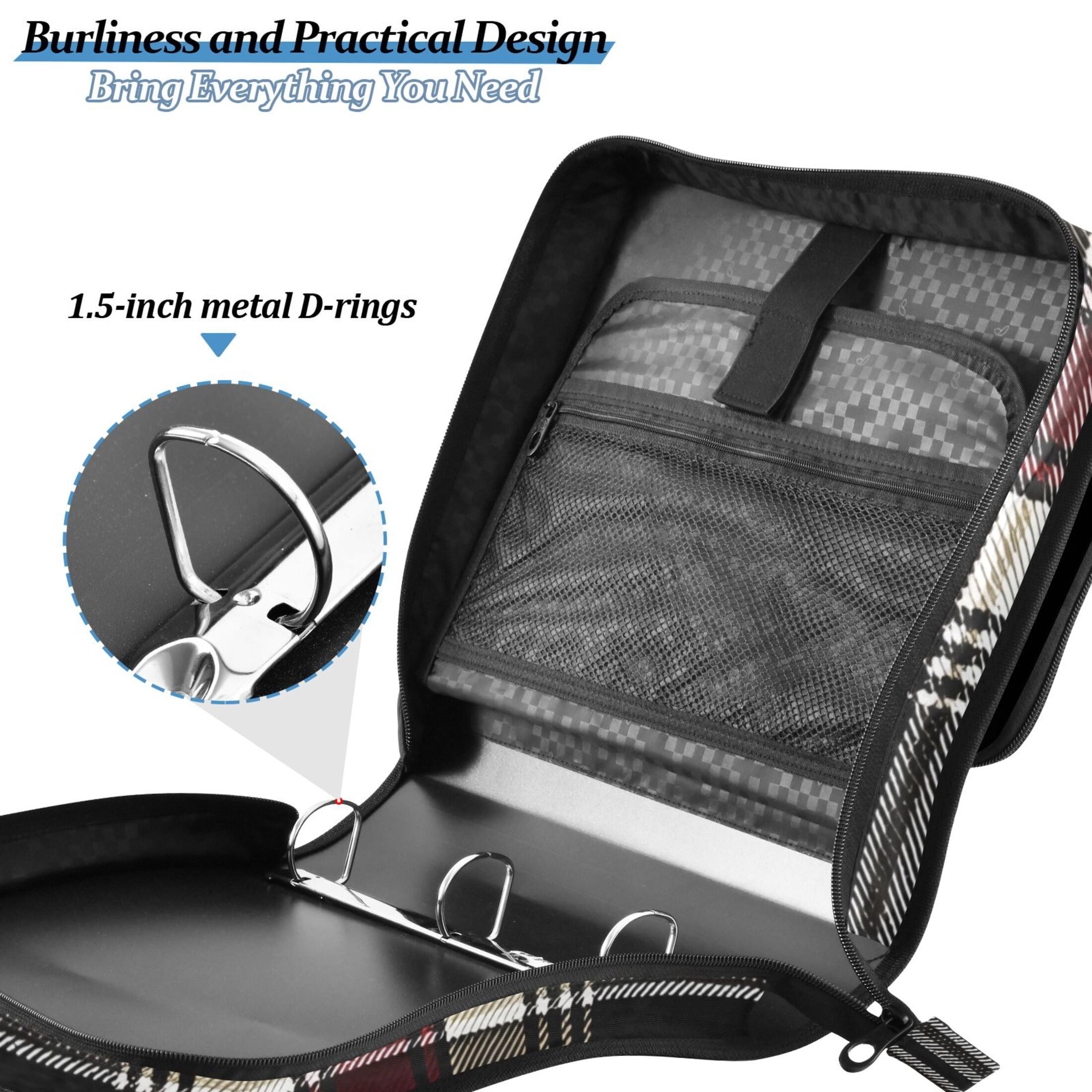 ALAZA Zipper Binder Retro Checkered-a1 3 Ring Trapper Keeper File Folder Organizer Bag